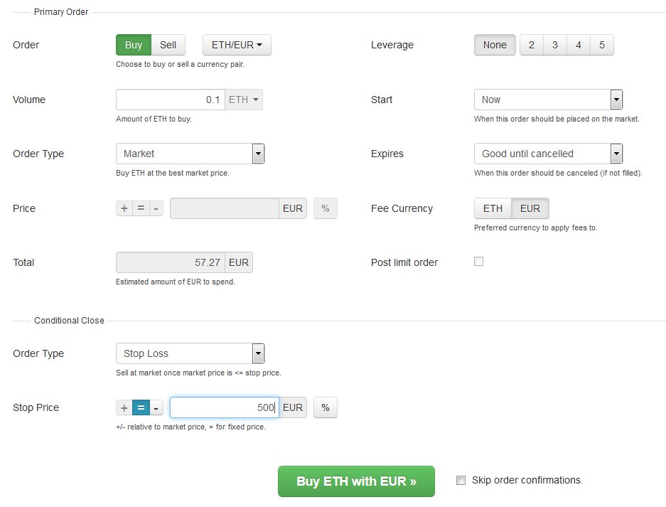 placer un stop loss sur kraken
