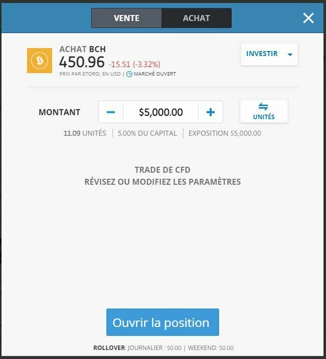 acheter bitcoin cash bch etoro