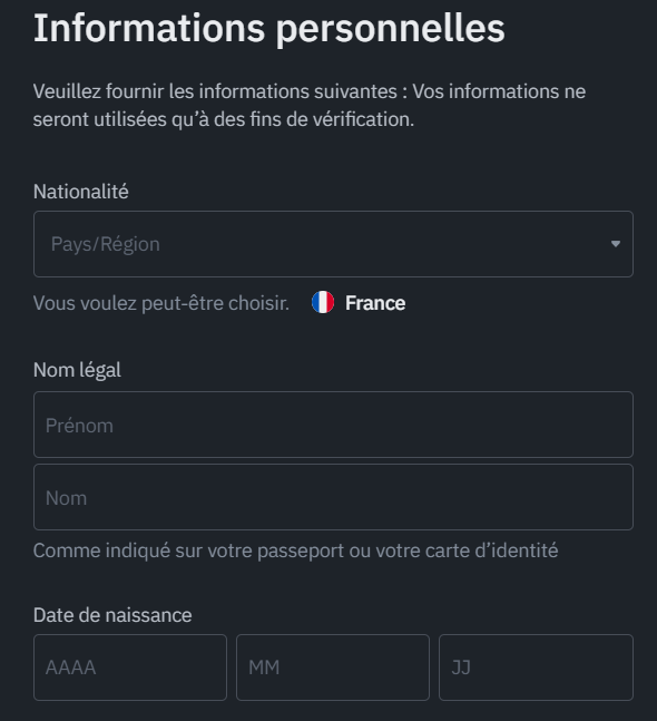 Informations Personnelles Binance Informations Personnelles Binance
