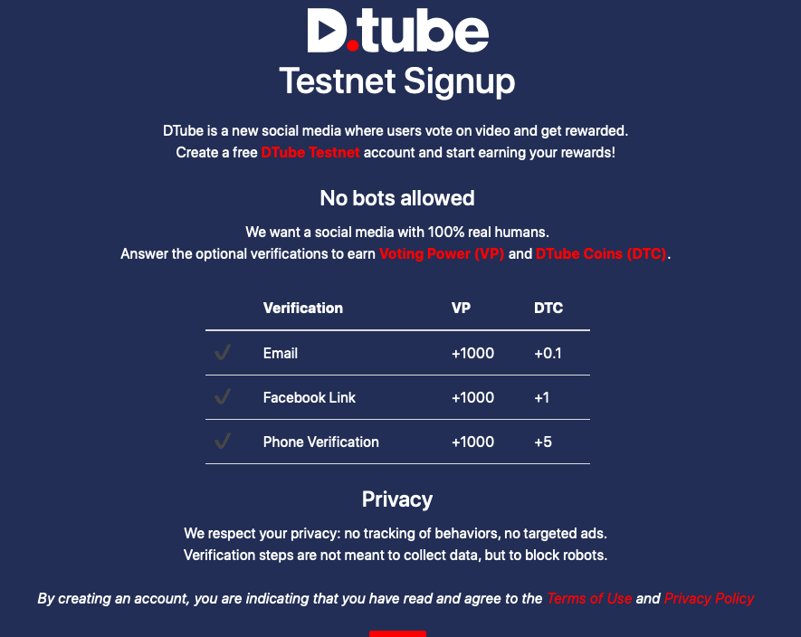 inscription dtube
