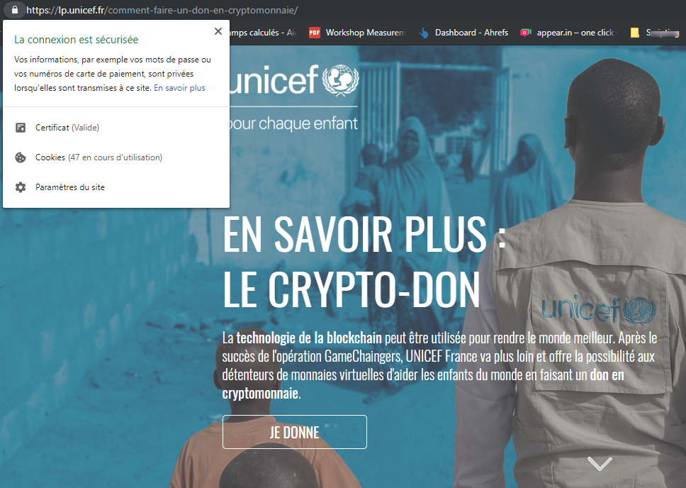 vérifier que vous etes bien sur le site unicef