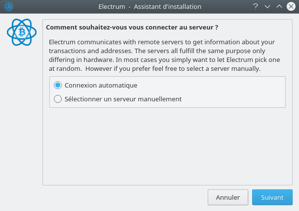 Mode de connexion Electrum Mode de connexion
