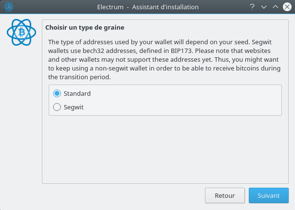Clé de stockage portefeuille Bitcoin Electrum Clé de stockage