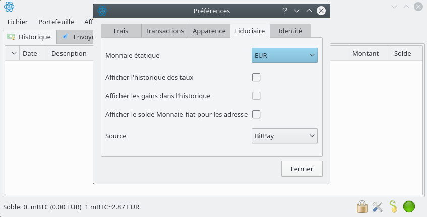 Sélection monnaie fiat