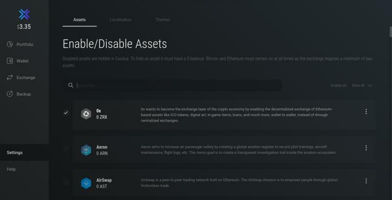 Ajouter / retirer des actifs