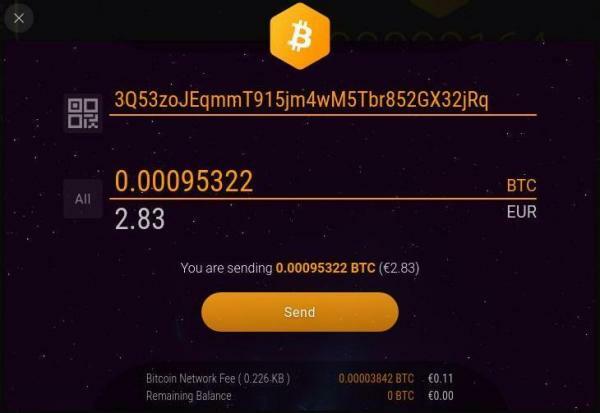 Envoi de bitcoins (BTC)