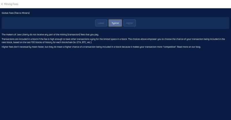 Choix des frais de minage