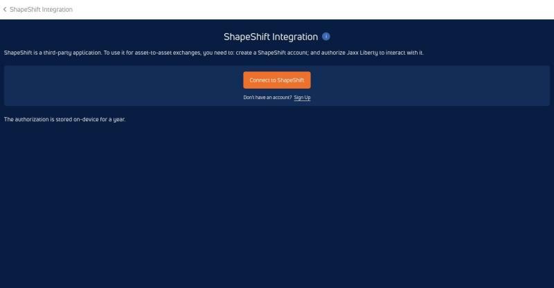 Connexion à ShapeShift 1