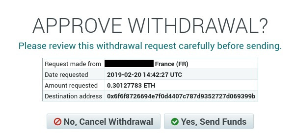 Confirmation du retrait