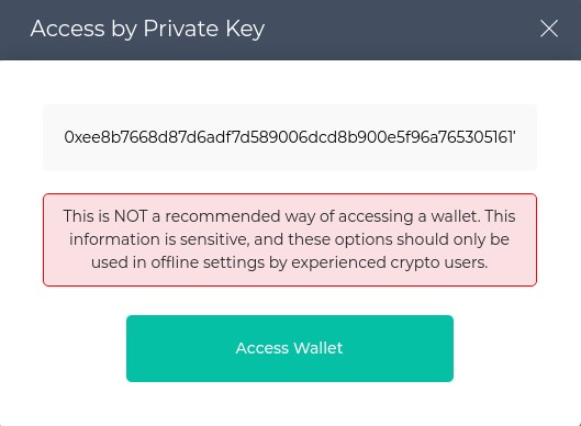 Accès clé privée : donner clé