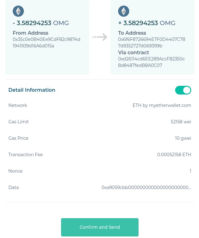 Confirmation transaction omisego