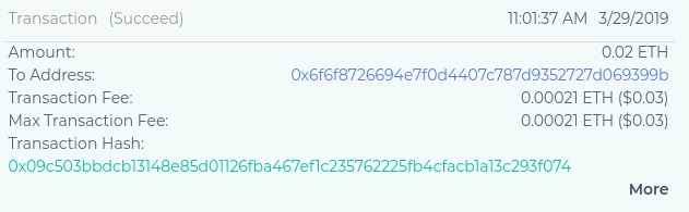 Notification éther détails
