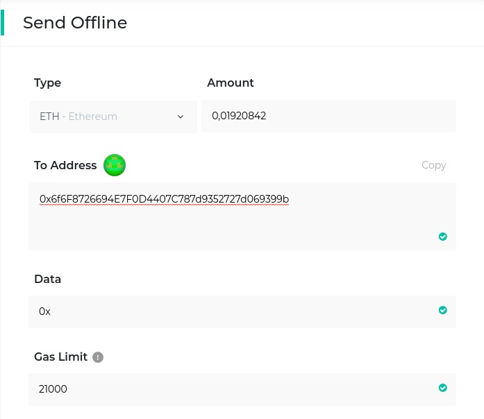 Génération transaction hors ligne première partie