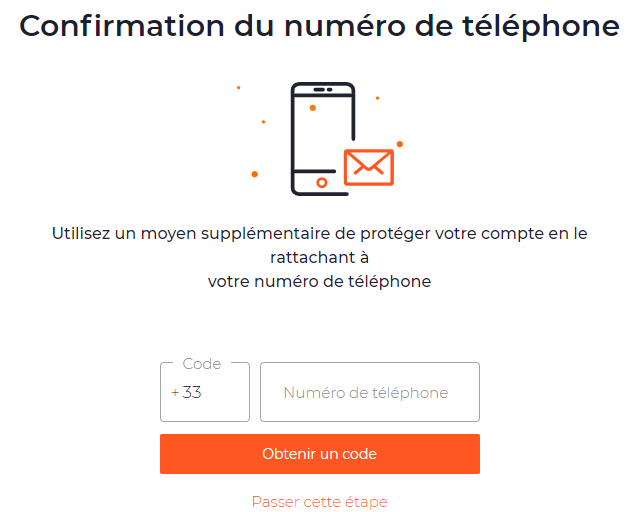 confirmation numéro téléphone iq option