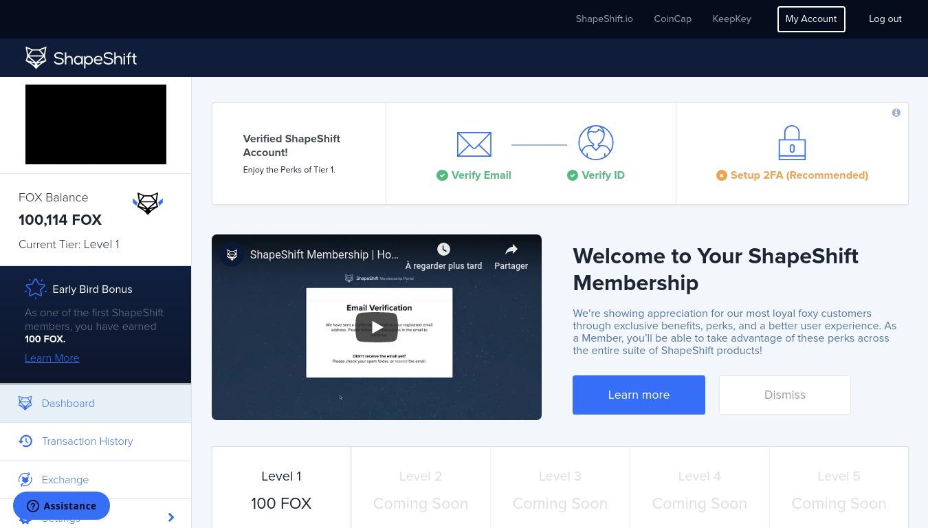 Page de gestion du compte