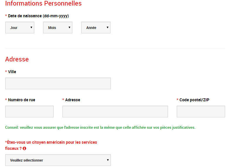 ouverture compte xm informations personnelles