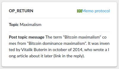 Memo Bitcoin Cash BCH sur Blockchair