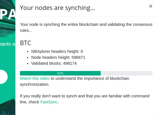 synchronisation du noeud bitcoin
