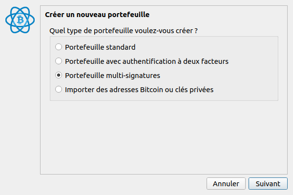 electrum portefeuille multisignatures