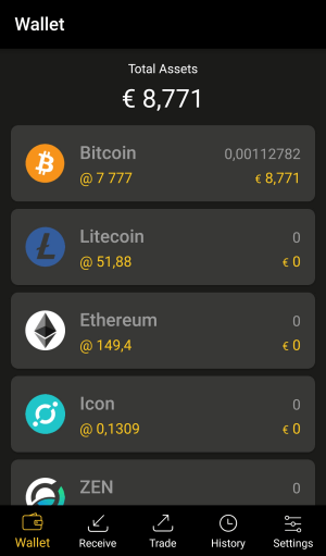 CoolBitX CoolWallet S comptes bitcoin BTC solde