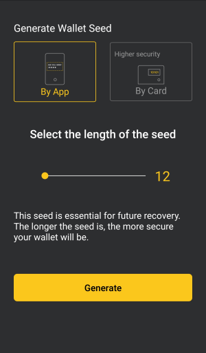 CoolBitX CoolWallet S Générer graine de récupération phrase
