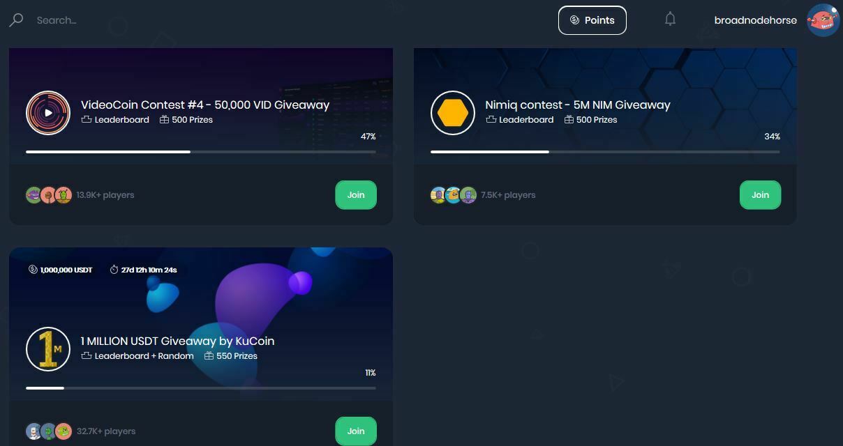rejoindre le concours kucoin d'un million de dollars