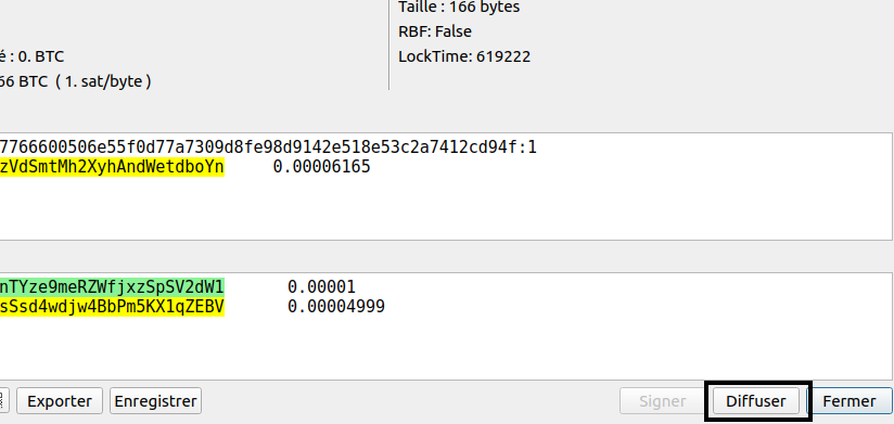 diffusion d'une transaction signée