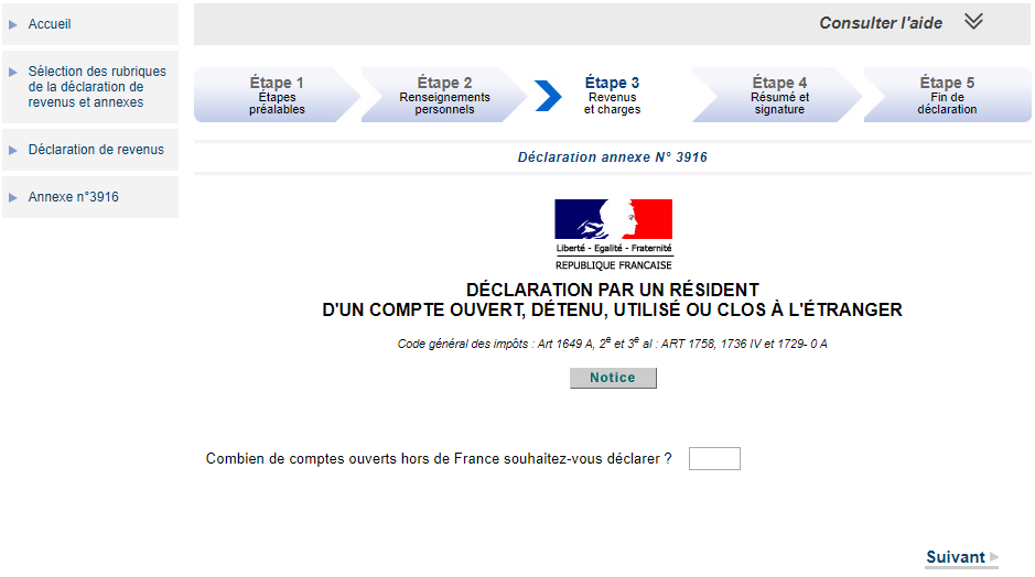 déclaration comptes ouverts à l'étranger