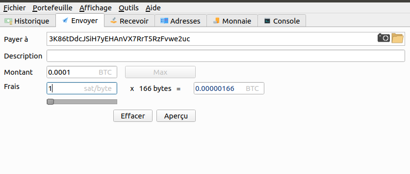 Préparation de la transaction