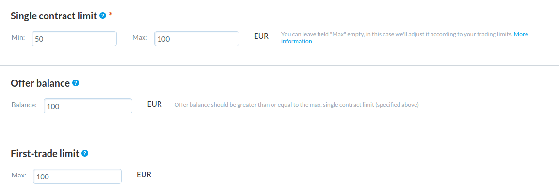 créer une offre avec des montants limites créer une offre avec des montants limites
