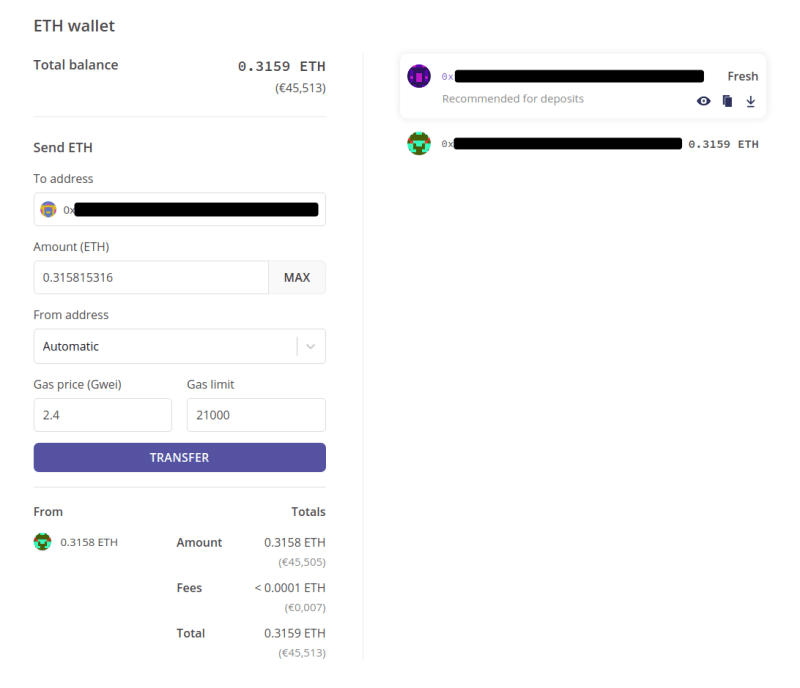 Retrait d'éthers depuis LocalCryptos