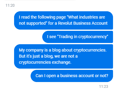 Question Support Revolut