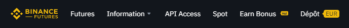 Menu de Binance Futures Menu de Binance Futures