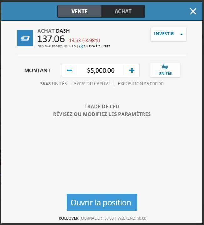 acheter dash etoro