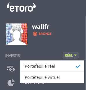Portefeuille virtuel Etoro
