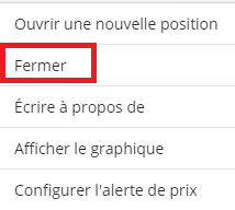 Vendre Bitcoin Cash, clore l'ordre