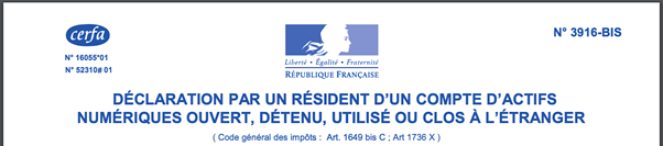 Formulaire 3916 bis - Déclaration des impôts