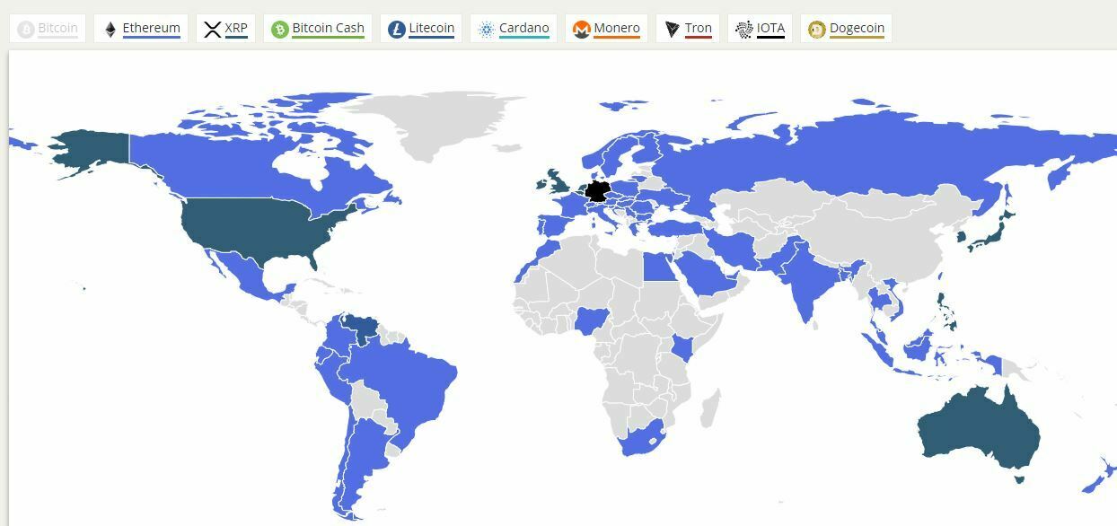 Intérêt altcoins monde Google Trends