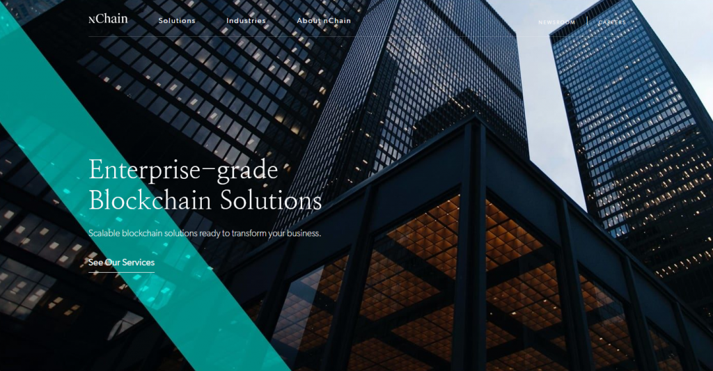 Capture d'écran du site web de nChain