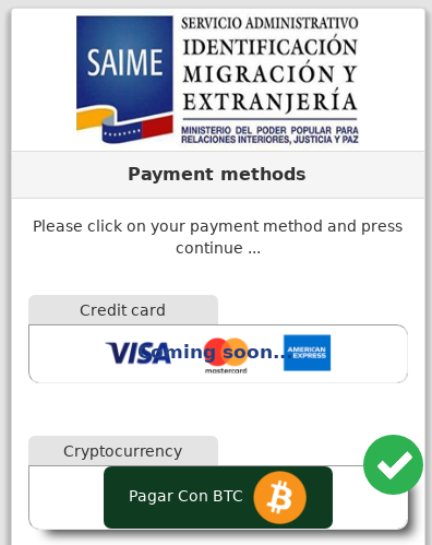 Vénézuela paiement passeport Bitcoin Vénézuela paiement passeport Bitcoin