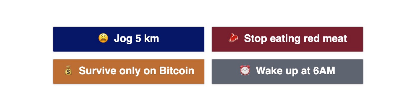 Exemples typiques des choix de vie quotidienne d'Alex Masmej Exemples typiques des choix de vie quotidienne d'Alex Masmej