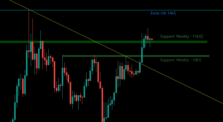 Le BTC au-dessus de son support Weekly