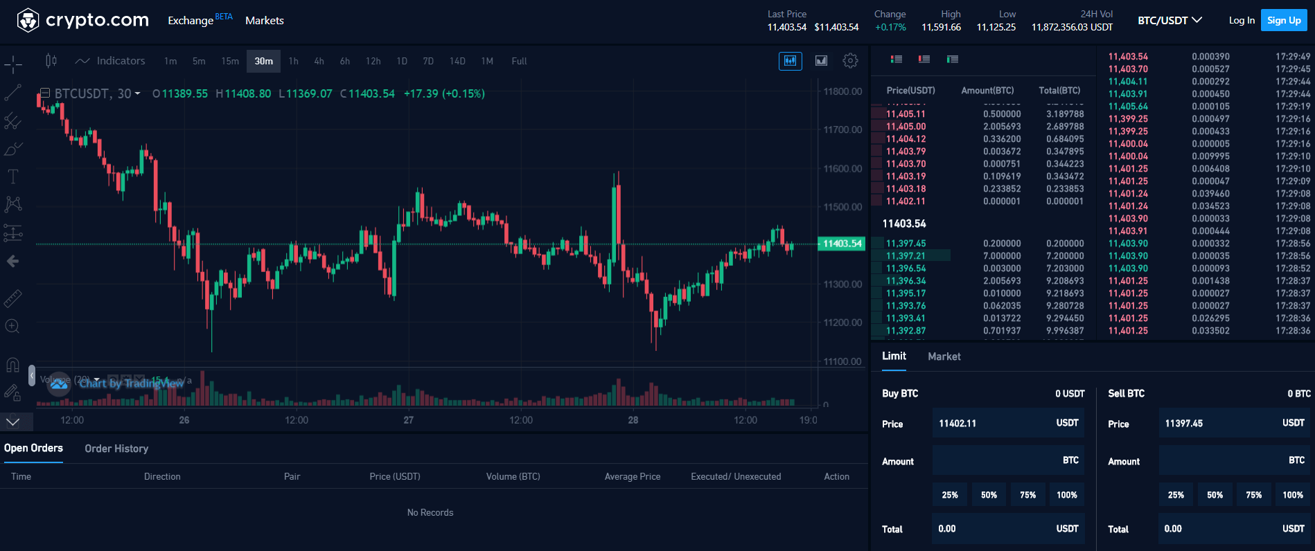 Interface Crypto.com Exchange