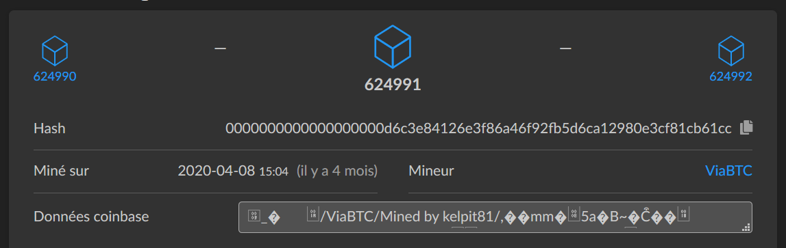 Transaction Coinbase bloc 624991 Transaction Coinbase bloc 624991