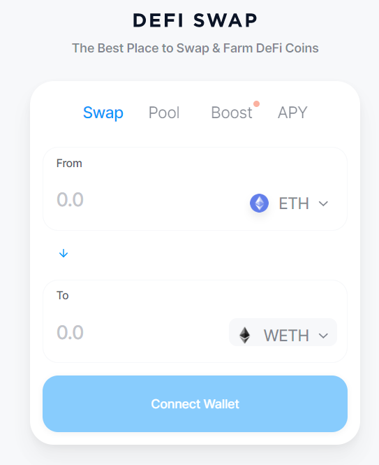 Interface DeFi Swap Crypto.com