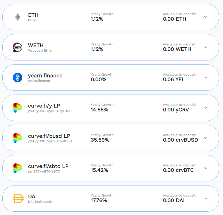 Interface Yearn.Finance
