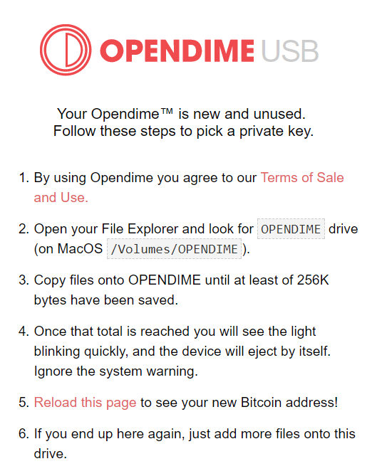 Opendime Tutoriel