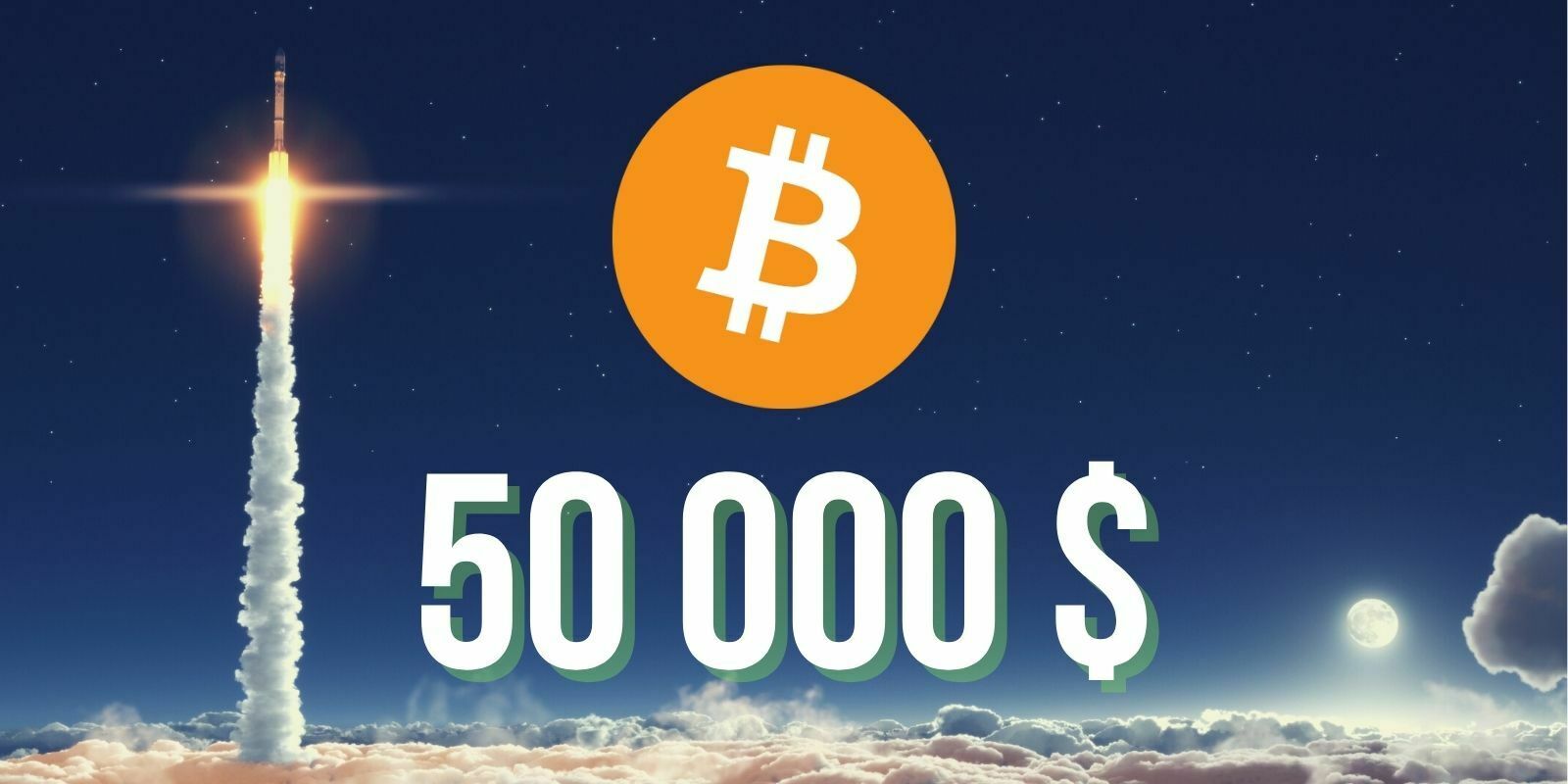 Le cours du Bitcoin (BTC) dépasse pour la première fois les 50 000 dollars