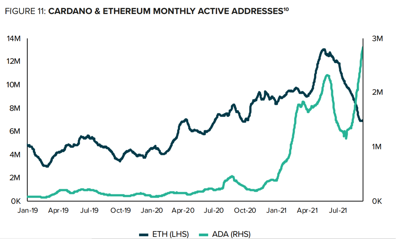 Adresses actives Cardano Ethereum sous-évalué