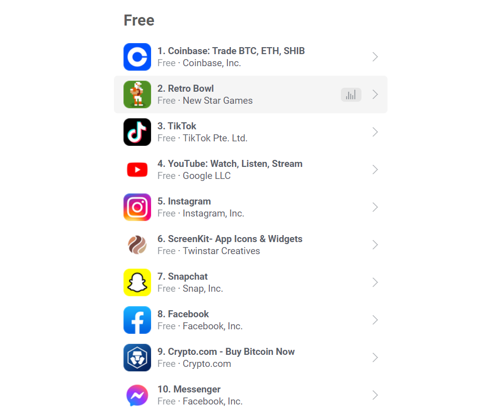 App Store classement applications Coinbase App Store classement applications Coinbase